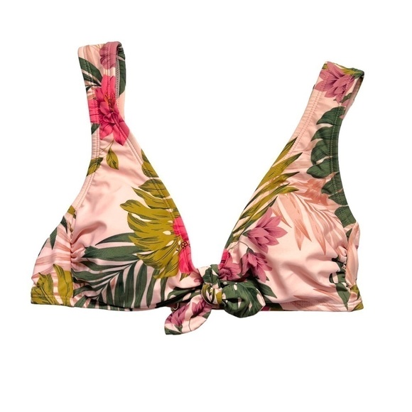 Kona Sol Tropical Pink Print Bikini Top sz M - Picture 2 of 10